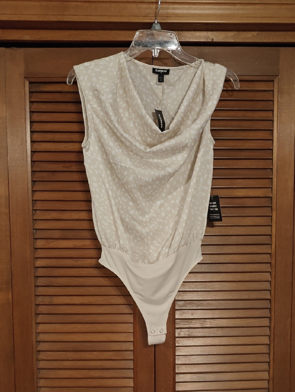 NWT Express Cream Drape-Neck Sleeveless Bodysuit